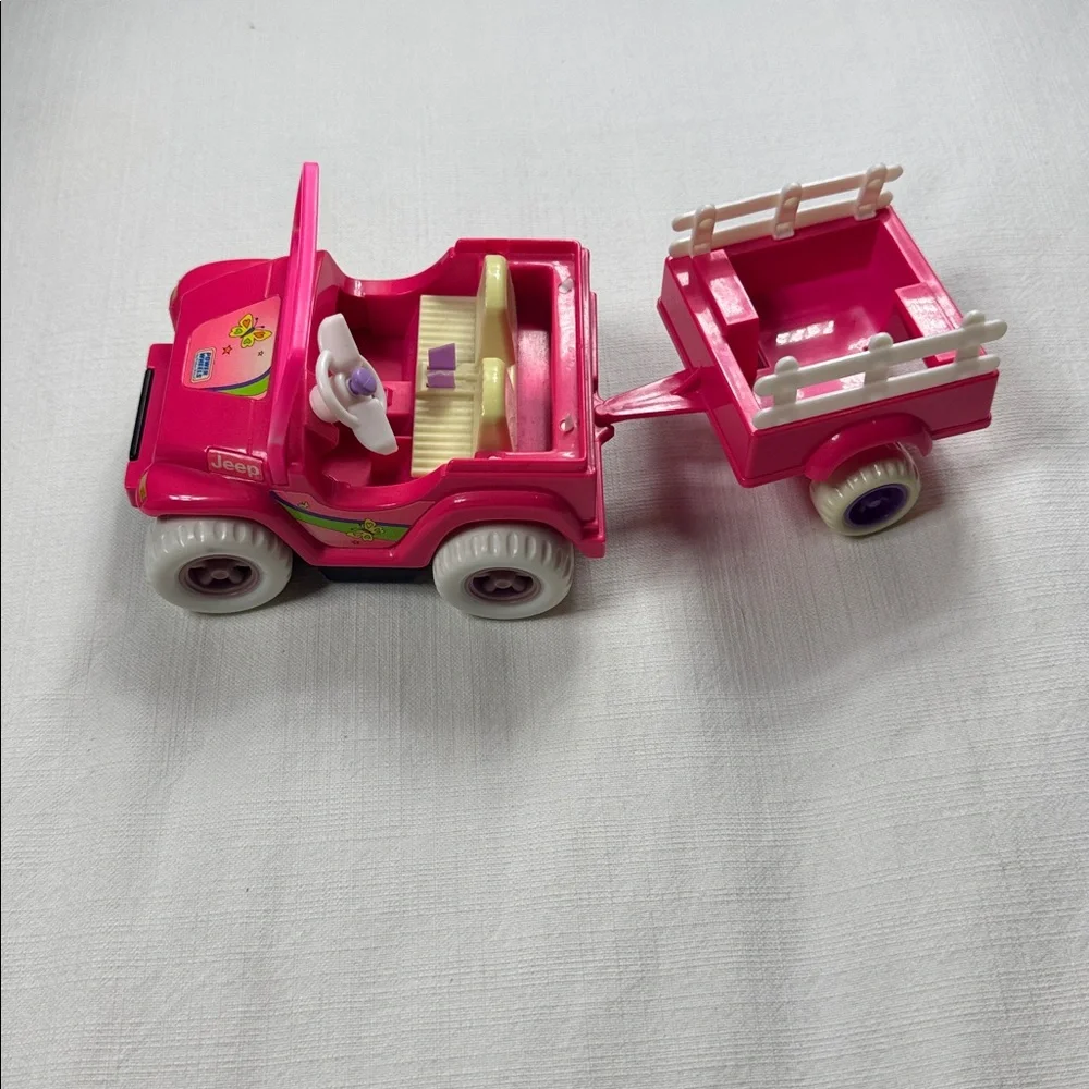 Vintage 1997 Mattel Kelly 5‎ inch Size Pink Power Wheels Jeep & Trailer